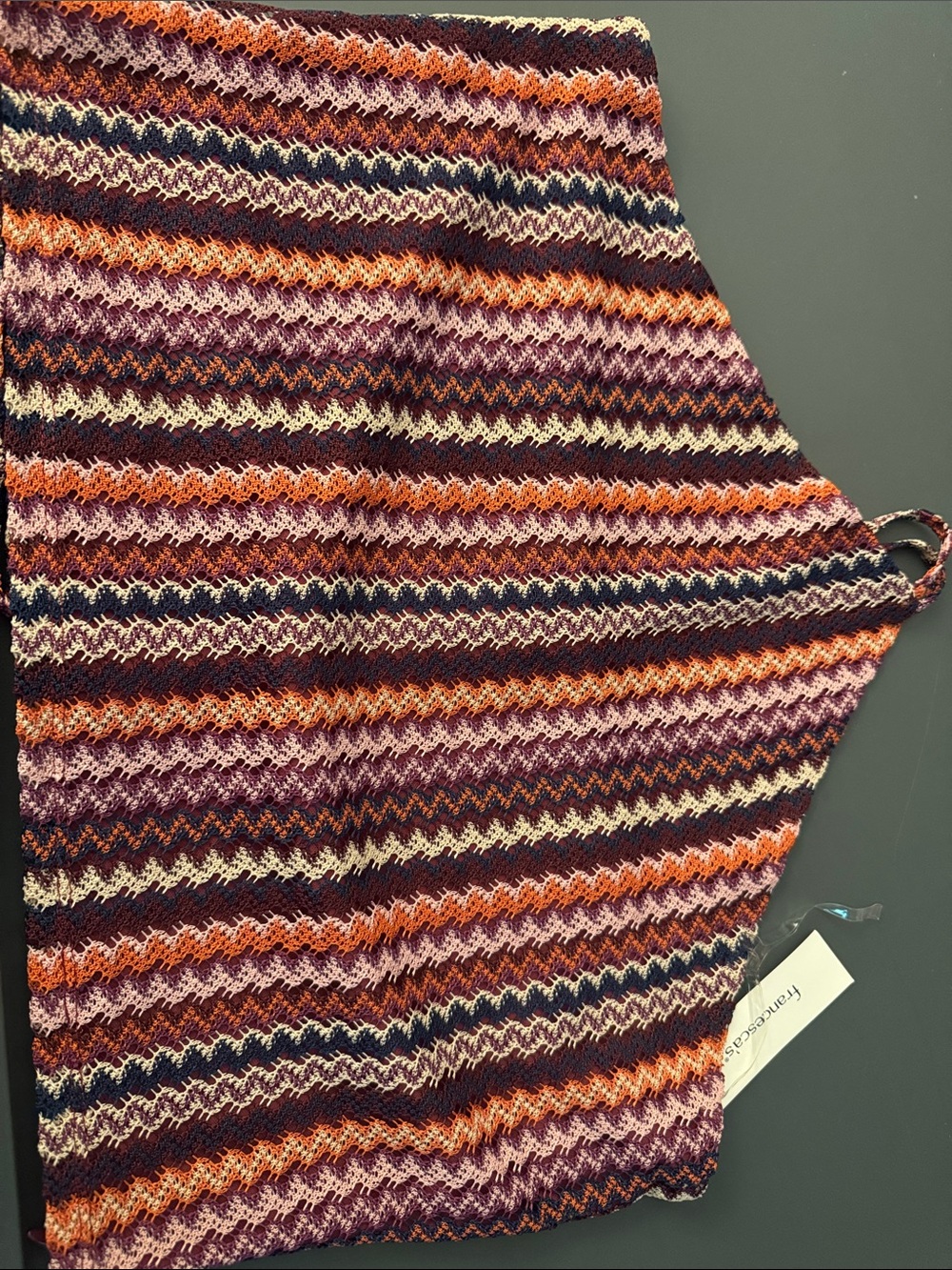 Francesca Multicolor Chevron Knit Midi 2 piece Skirt set - Purple & Orange